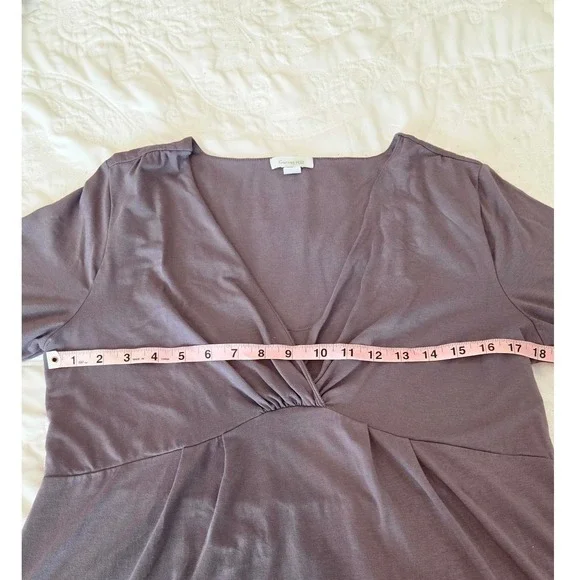 Garnet Hill Womens Mauve Purple V-Neck Twist Front Empire Waist Knit Dress Large - Picture 8 of 11